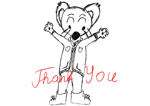 It is mine character that is drawn with a head of Lemmy maskot, instead of original one.

It is holding hands in the air, with happy face, showing the world, that it is appreciate everyone.

In center there are big red text that says "Thank You", to make it more obvious about appreciation of everyone. 